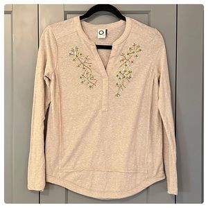 Anthropologie Akemi + Kin Beige Neutrals Sequin Beaded Embellished Top XXS